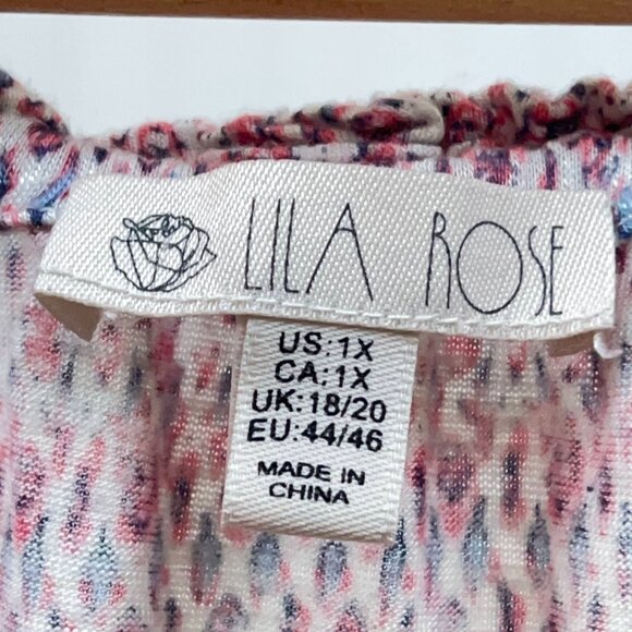 Lila Rose Women's Sleeveless Blouse Colorful Crinkle V-Neck Top Size 1X - Picture 6 of 8